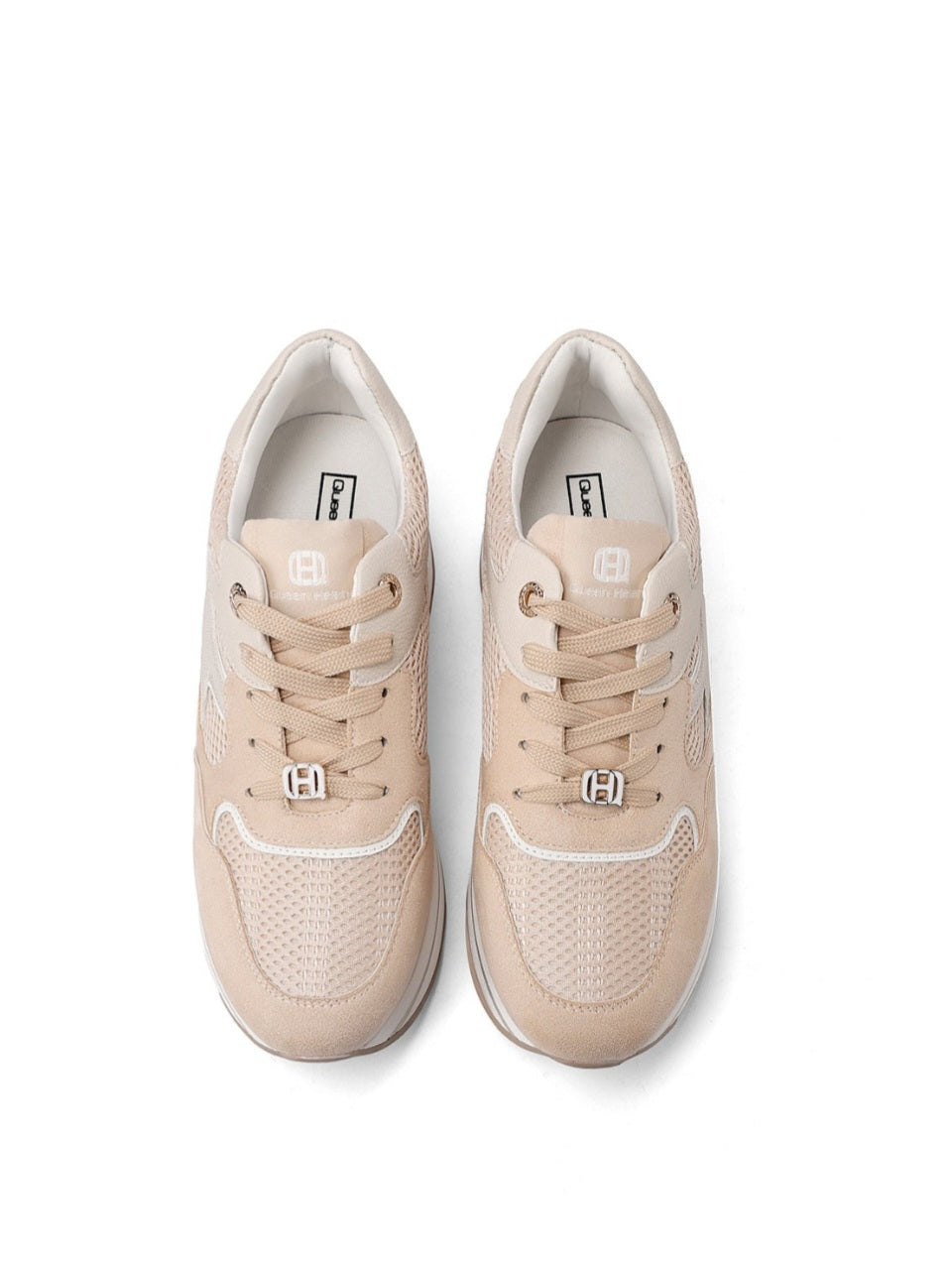 QUEEN HELENA X34-25, Sneaker Donna Platform Con Dettagli Grafici - Beige/Rosa, Bianco/Oro, Beige