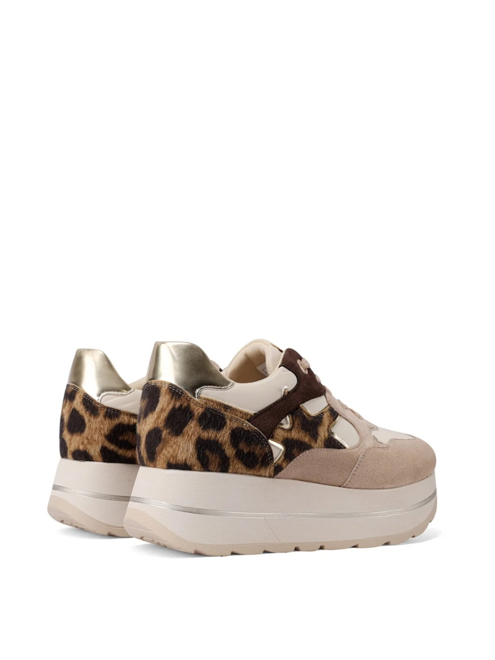 QUEEN HELENA (X33-18), Sneaker Platform Donna Con Dettagli Leopardato - Khaki Leopard, Nero