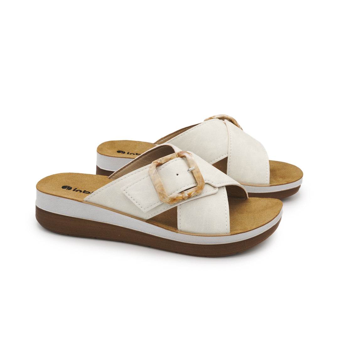 Inblu FT20, Ciabatte Donna Con Fascia Incrociata e Fibbia - Bianco, Rosso