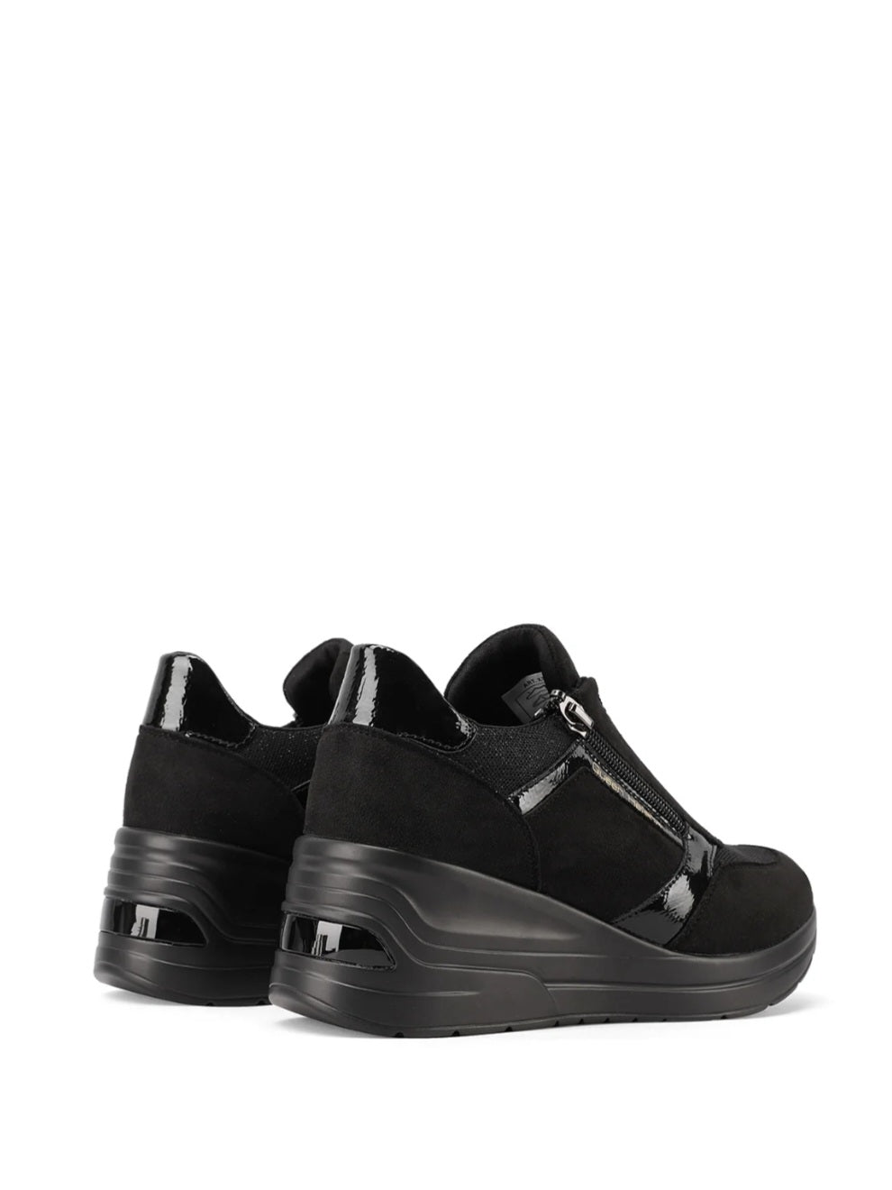 QUEEN HELENA (X33-28), Sneaker Donna Con Punta Affusolata e Zeppa - Nero