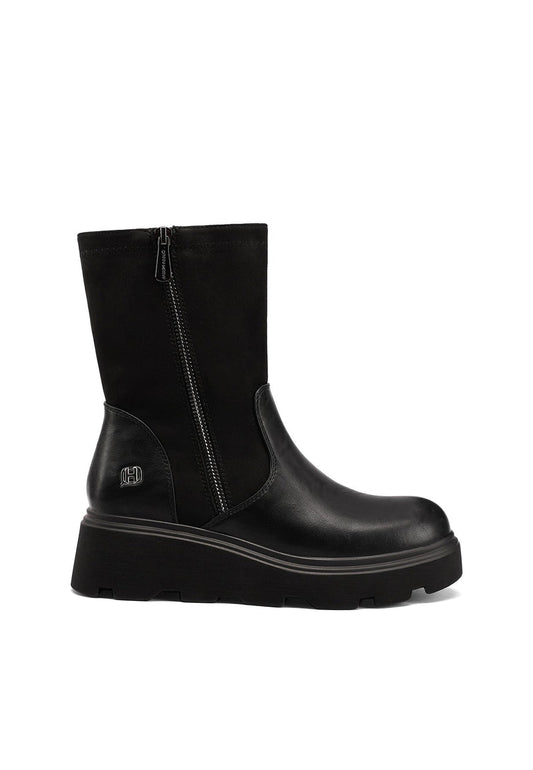 QUEEN HELENA X35-91, Stivaletti Donna Platform Con Suola Carro Armato - Nero
