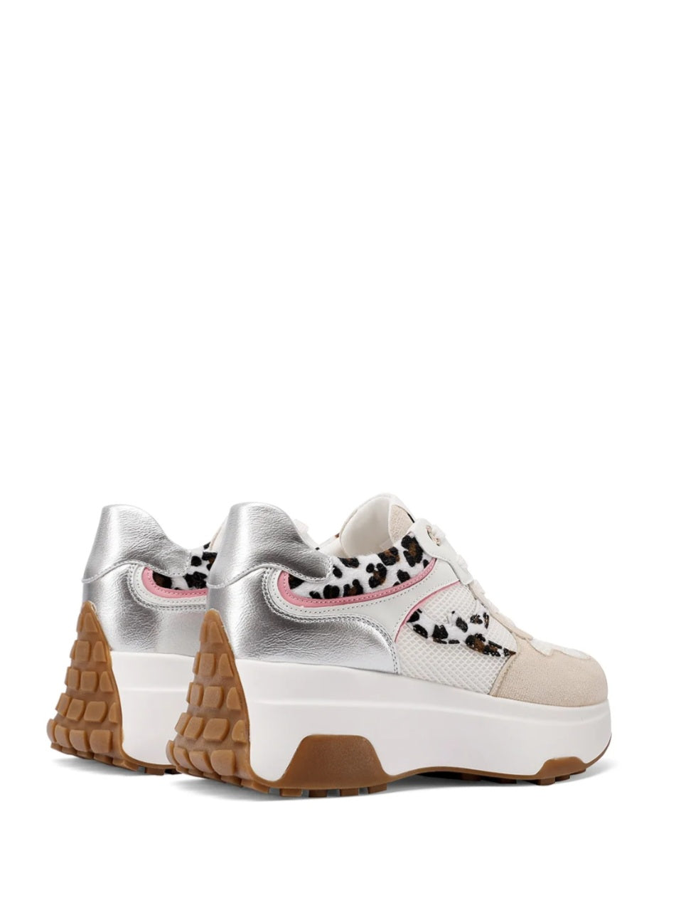 QUEEN HELENA X34-29, Sneaker Donna Platform Con Dettagli Animalier - Beige