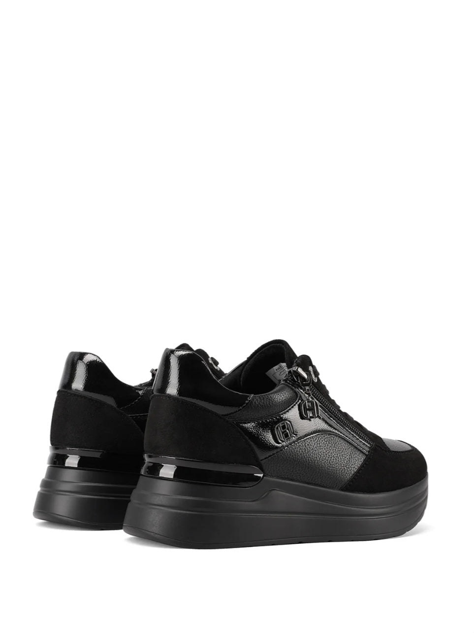 QUEEN HELENA (X33-21), Sneaker Donna Con Zeppa e Zip Laterale - Nero