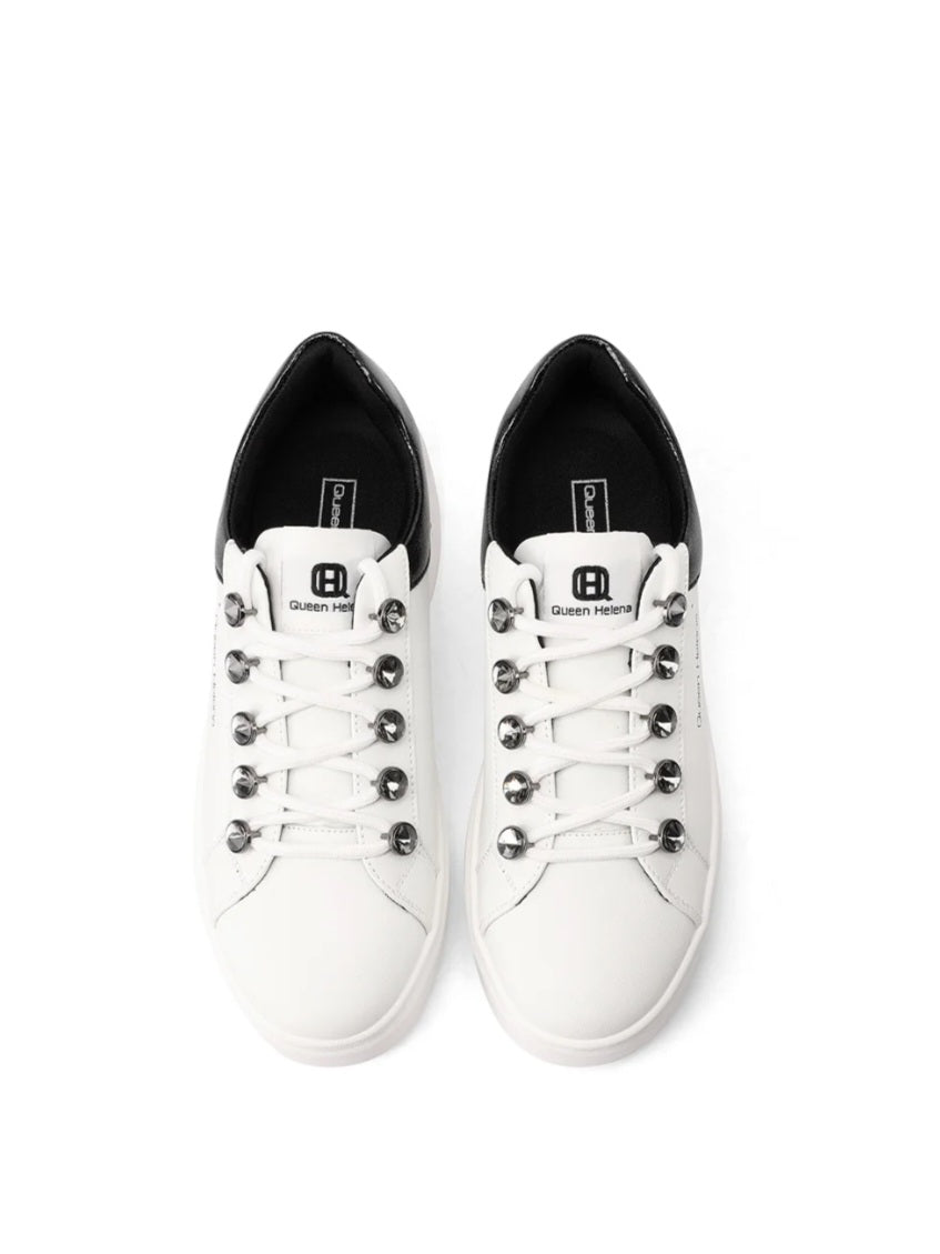 QUEEN HELENA (X33-12), Sneaker Platform Donna Con Dettagli - Argento, Nero