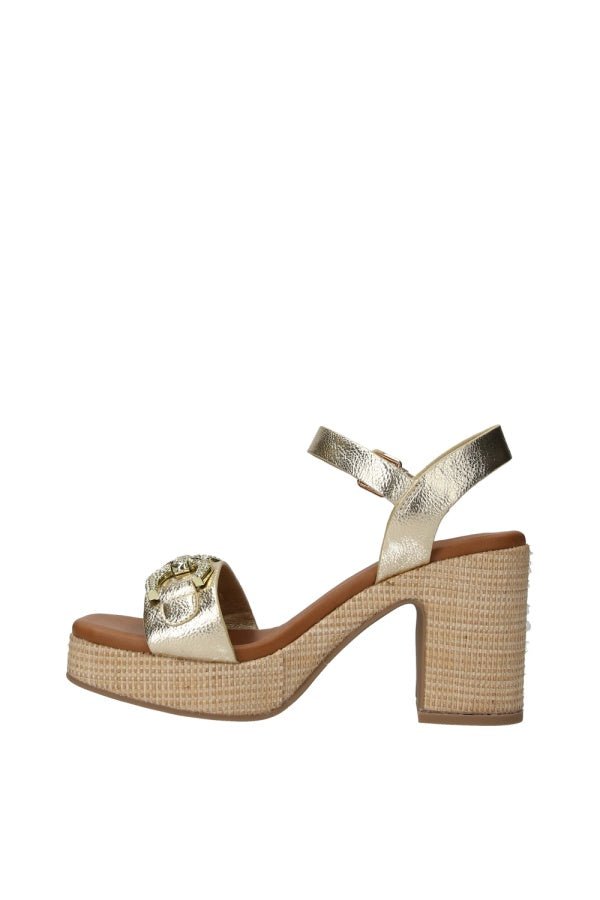Wcubed Sandalo Dorato con Tacco e Gioiello - Oro