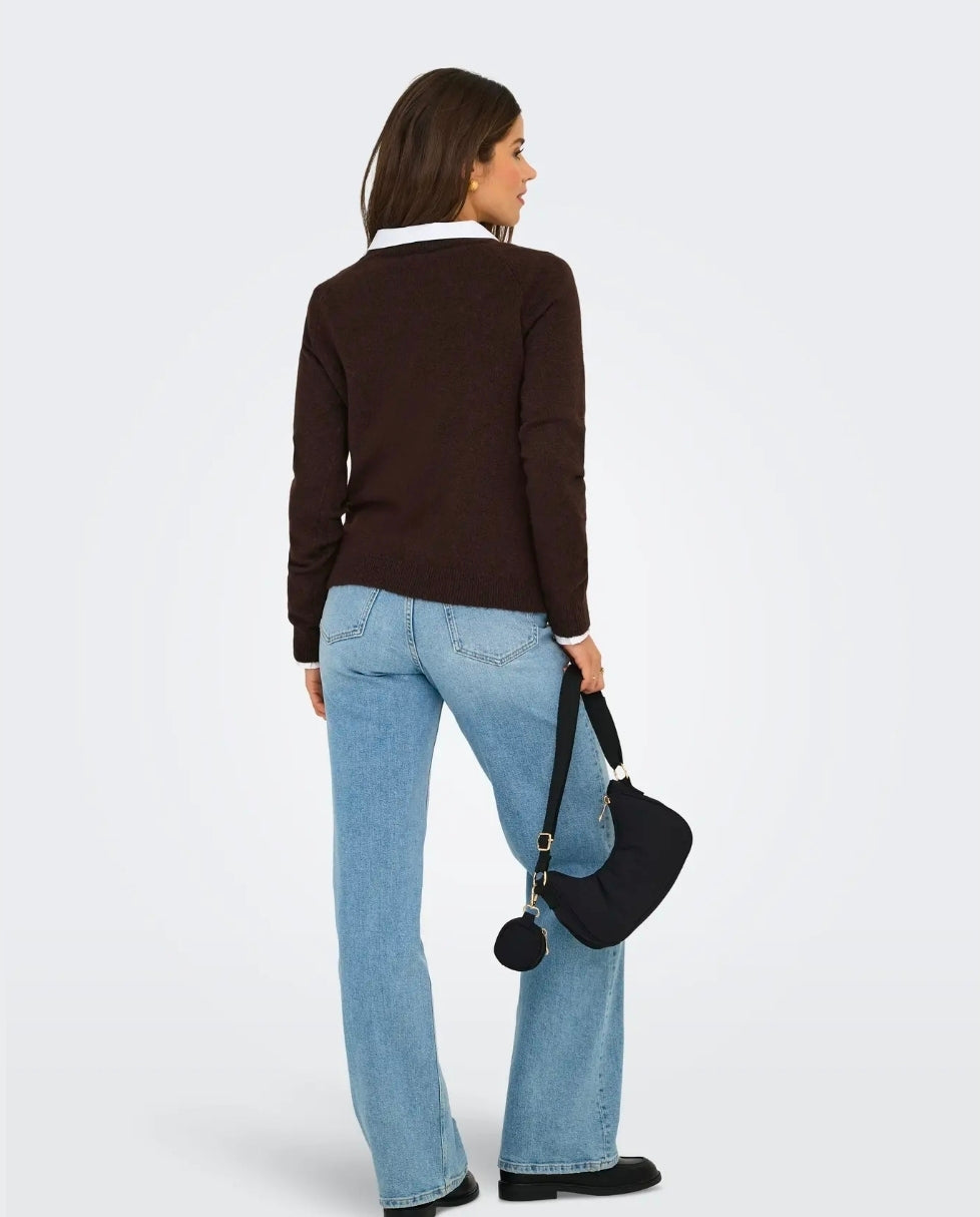 Only ONLRICA L/S PULLOVER KNT NOOS, Pullover Donna - Marrone