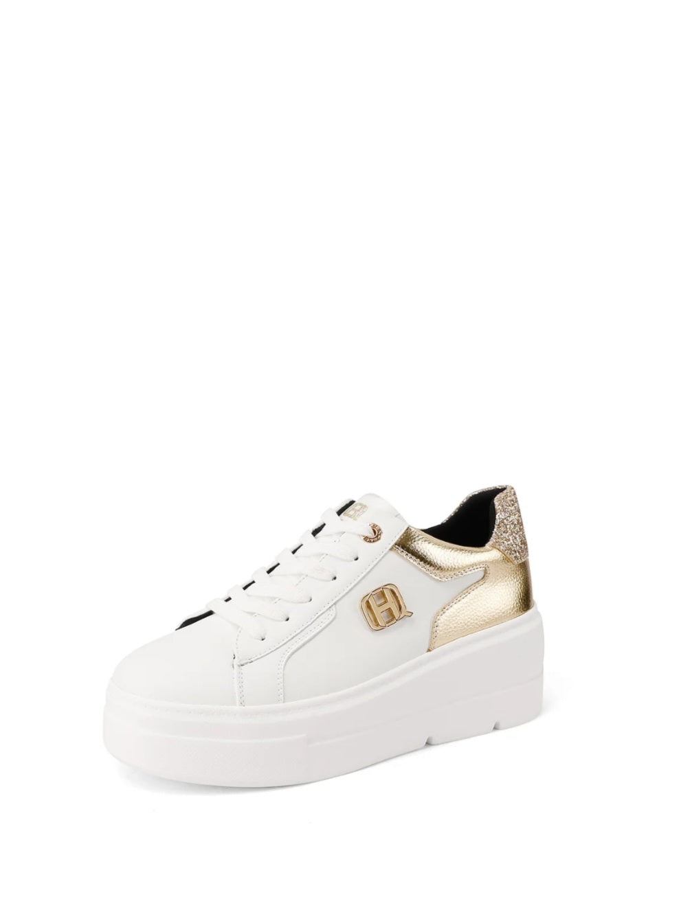 QUEEN HELENA (X33-11), Sneaker Platform Donna Retro Oro - Bianco