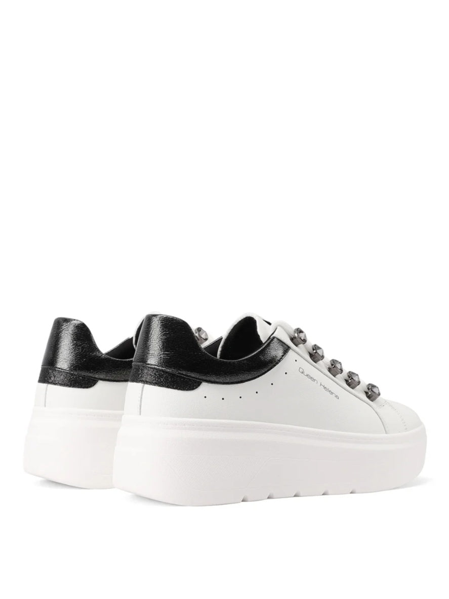 QUEEN HELENA (X33-12), Sneaker Platform Donna Con Dettagli - Argento, Nero