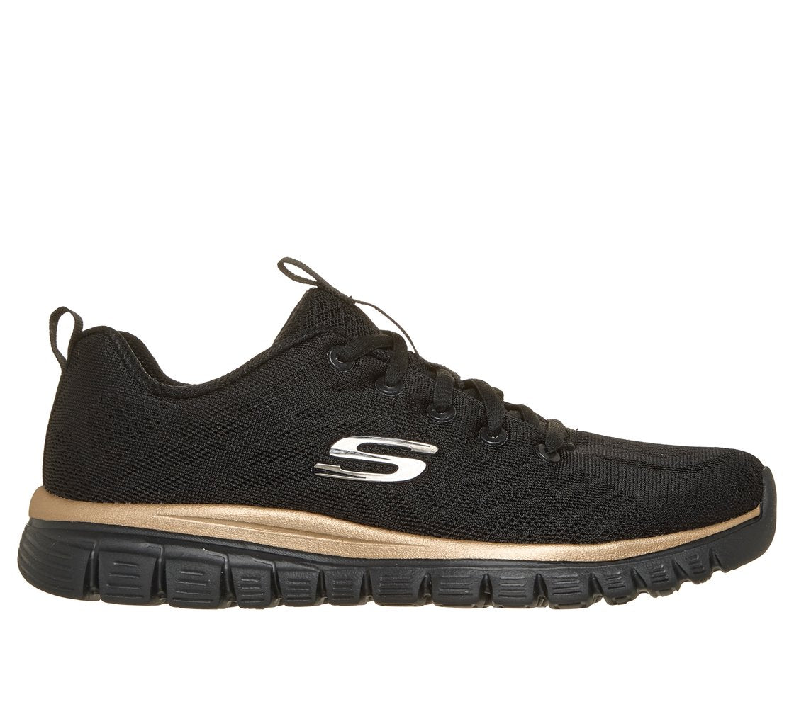 Skechers Graceful-Get Connected 12615, Fitness Donna - Nero/Oro, Nero