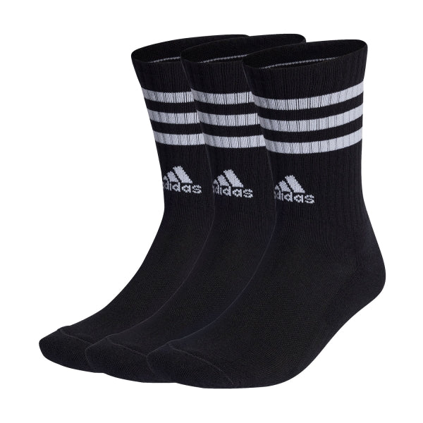 Adidas 3-Stripes Cushioned, Calze Da 3 Paia - Bianco, Nero