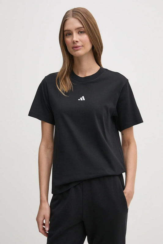 Adidas Essentials, T-Shirt Donna Con Bande Laterali - Nero