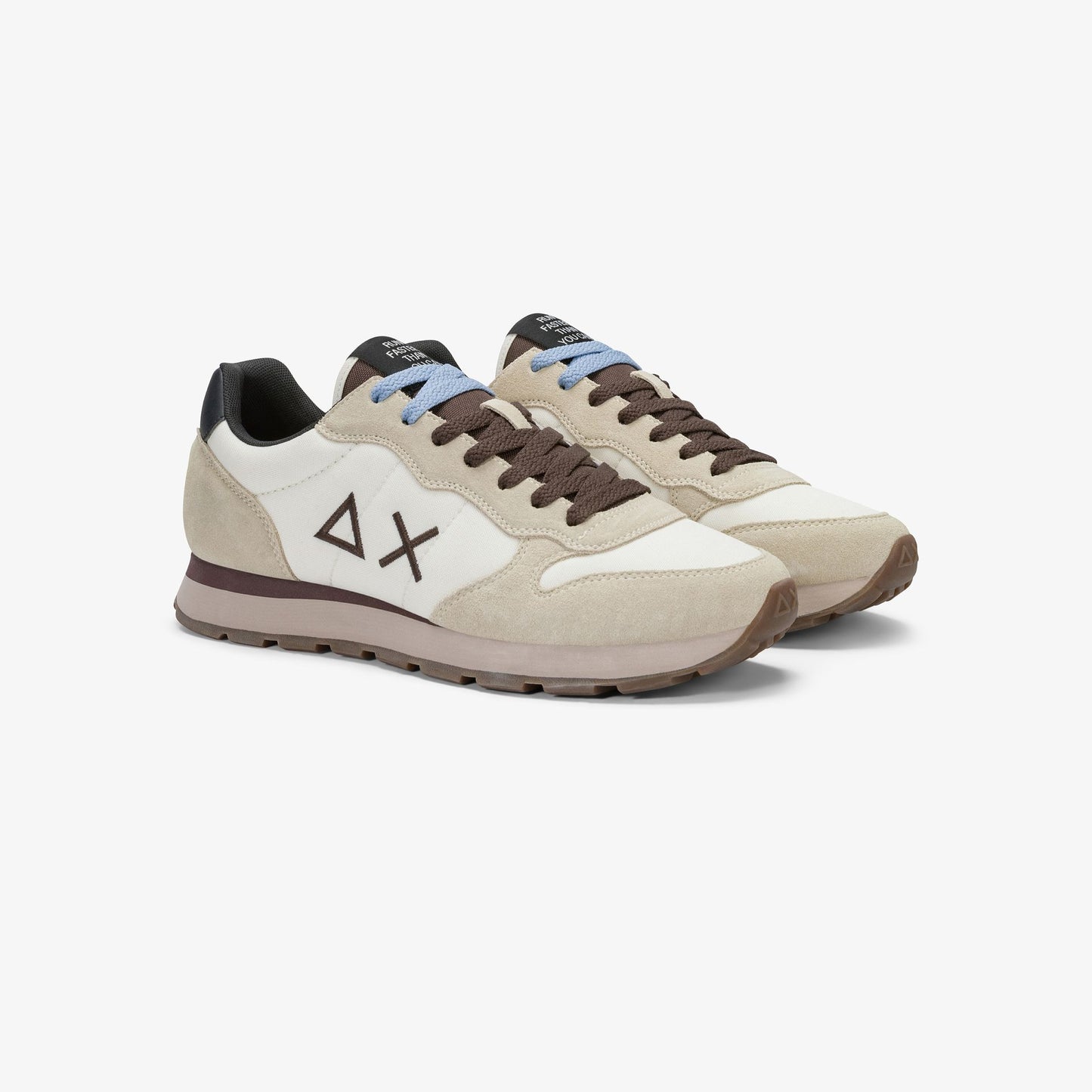 Sun68 Tom Solid, Sneaker Uomo in Suede e Nylon - Marrone, Bianco Panna