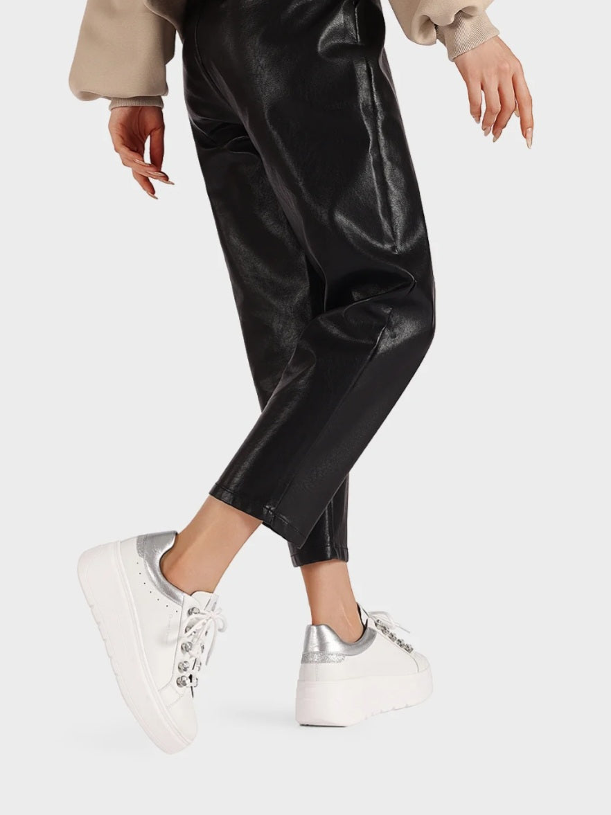 QUEEN HELENA (X33-12), Sneaker Platform Donna Con Dettagli - Argento, Nero