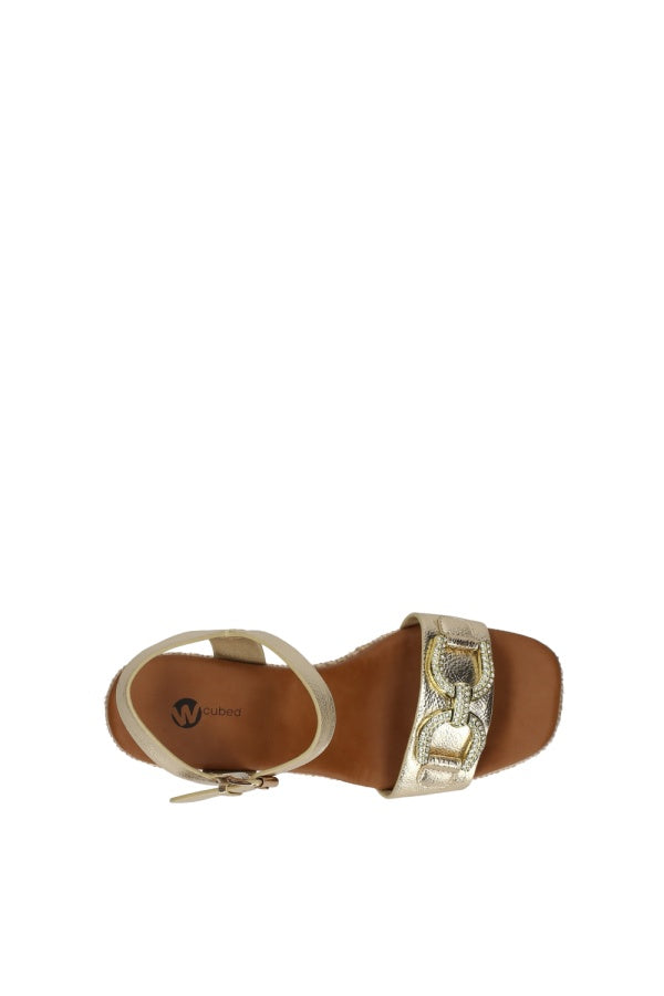 Wcubed Sandalo Dorato con Tacco e Gioiello - Oro