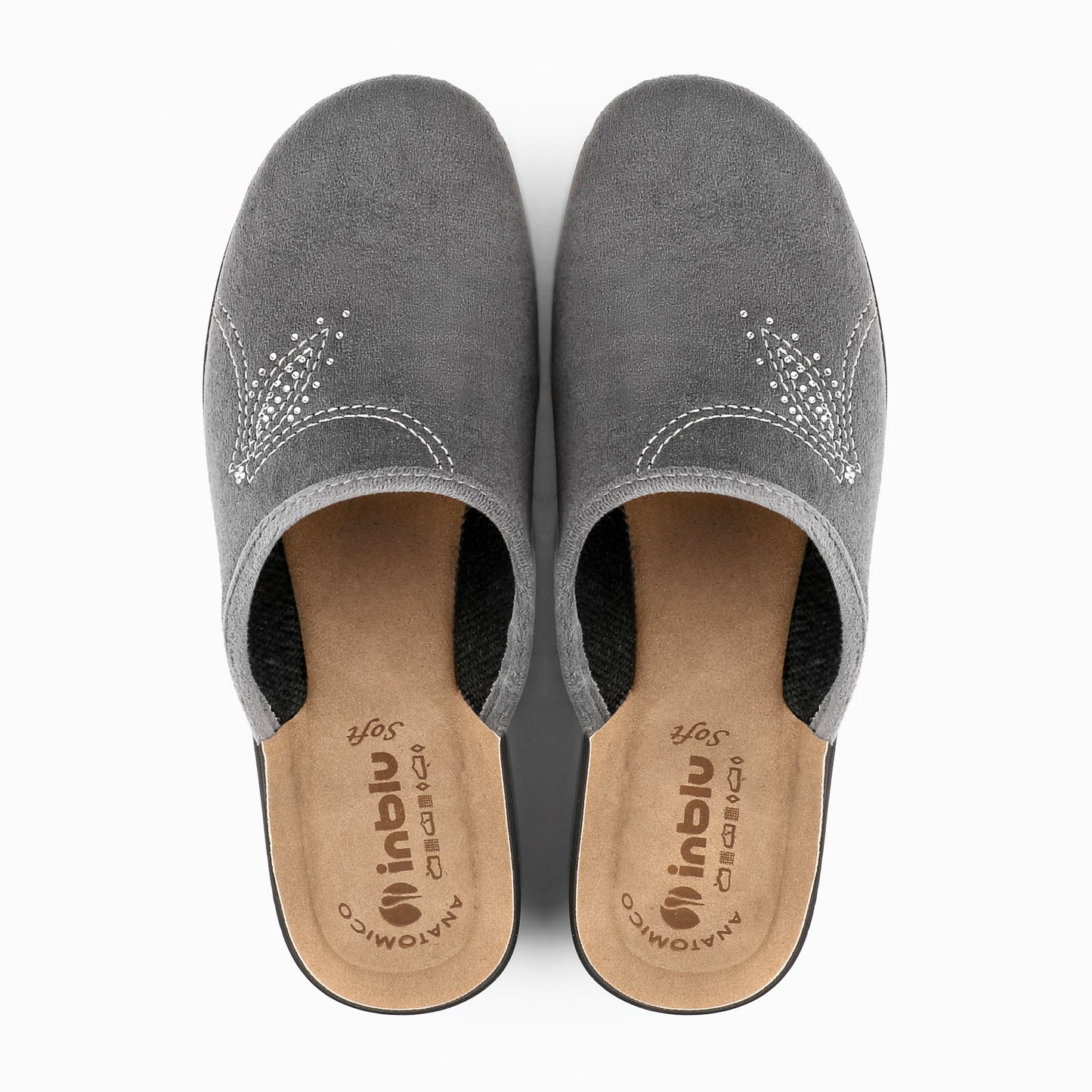 Inblu CF48, Pantofole Donna Decoro Astratto e Brillantini - Grigio, Blu