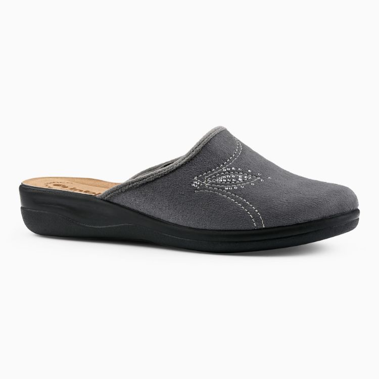 Inblu CF48, Pantofole Donna Decoro Astratto e Brillantini - Grigio, Blu