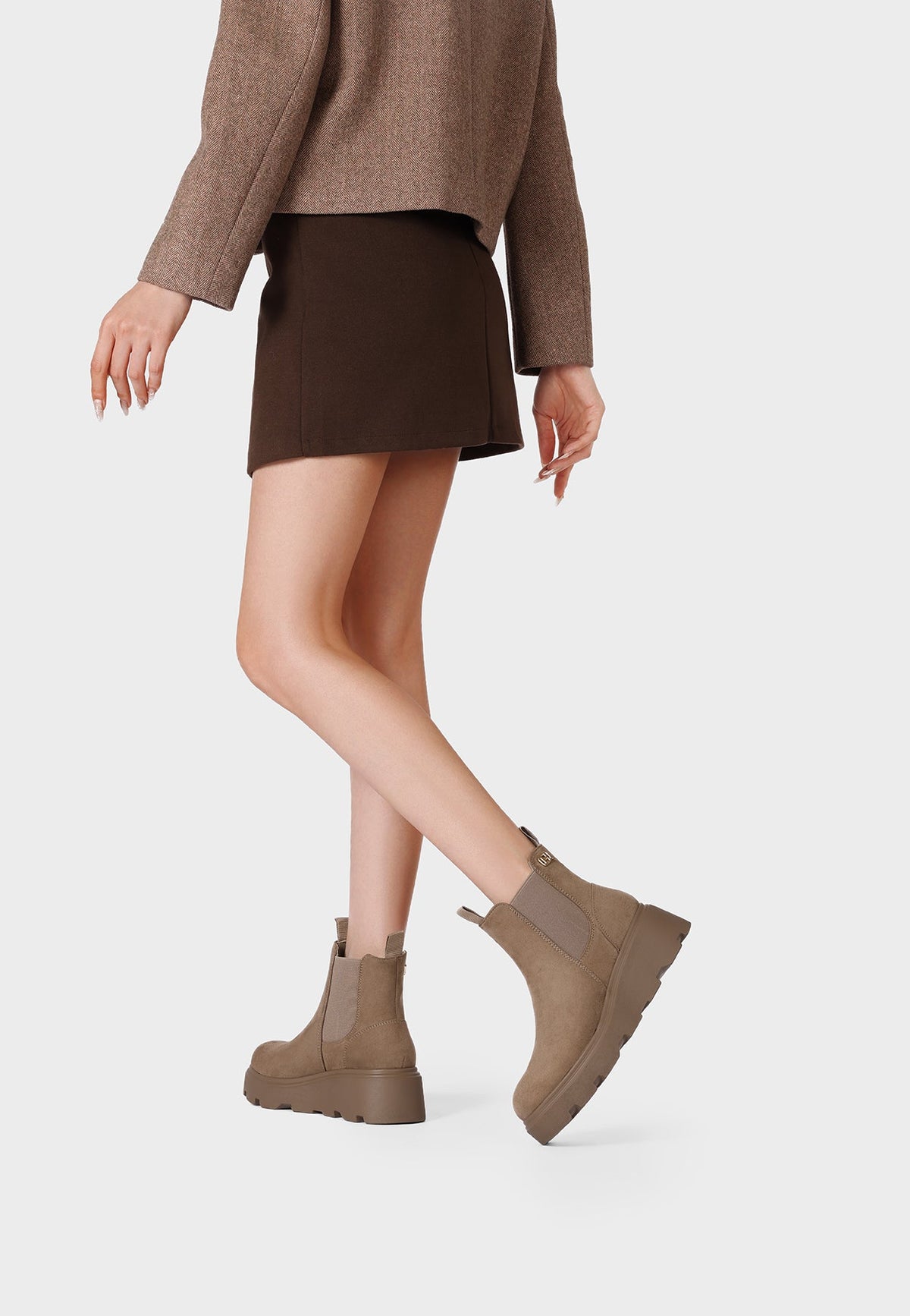 QUEEN HELENA X35-90, Stivaletti Chelsea Donna Platform - Nero, Khaki, Marrone
