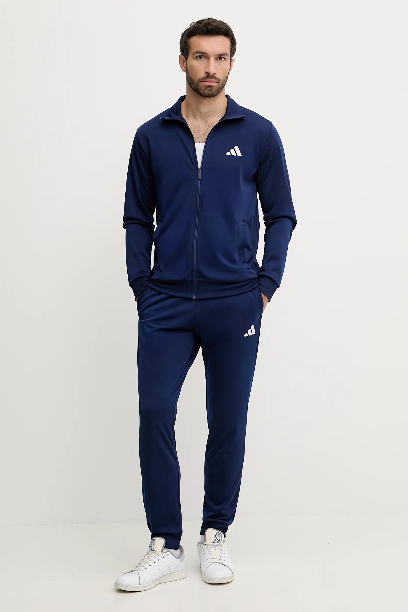 Adidas Basic Linear Logo, Tuta Da Ginnastica Uomo - Nero, Blu, Grigio