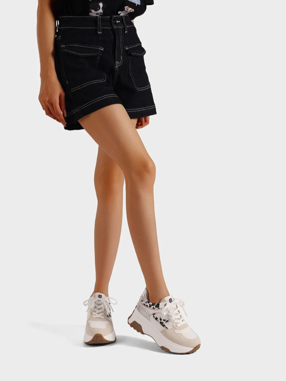 QUEEN HELENA X34-29, Sneaker Donna Platform Con Dettagli Animalier - Beige