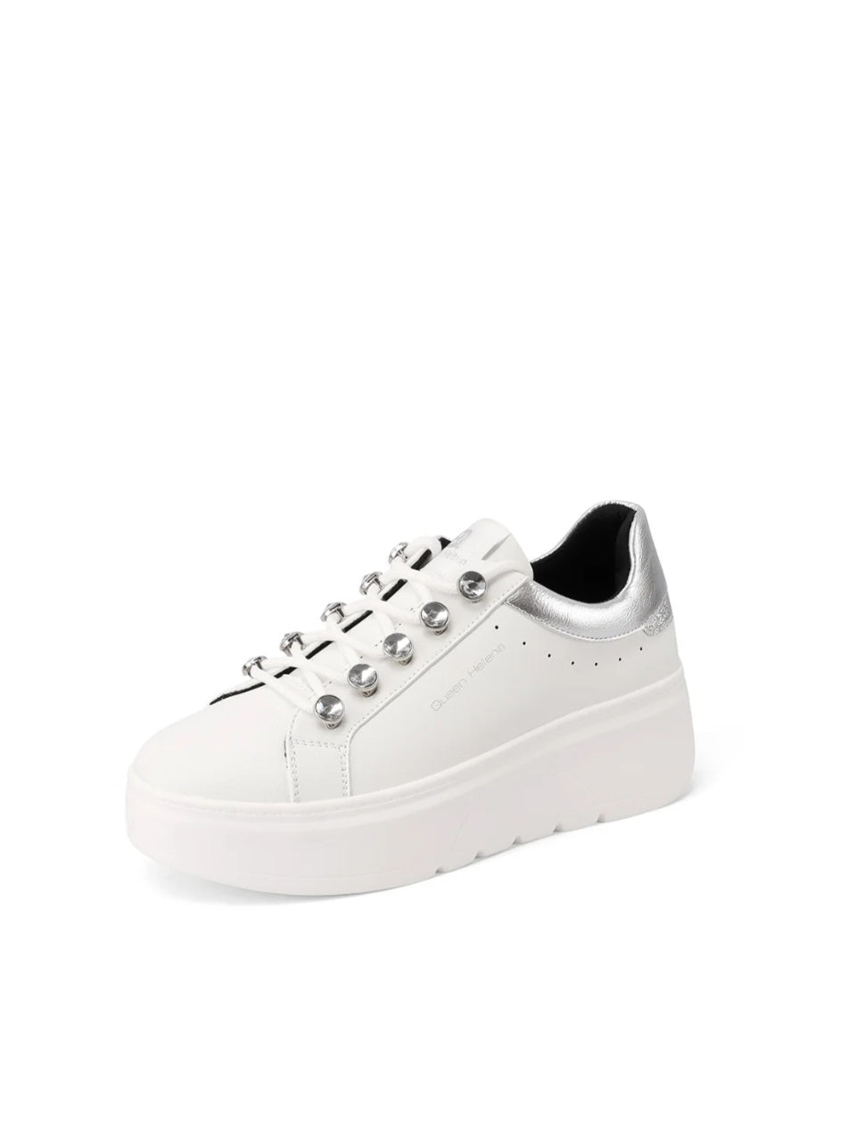 QUEEN HELENA (X33-12), Sneaker Platform Donna Con Dettagli - Argento, Nero