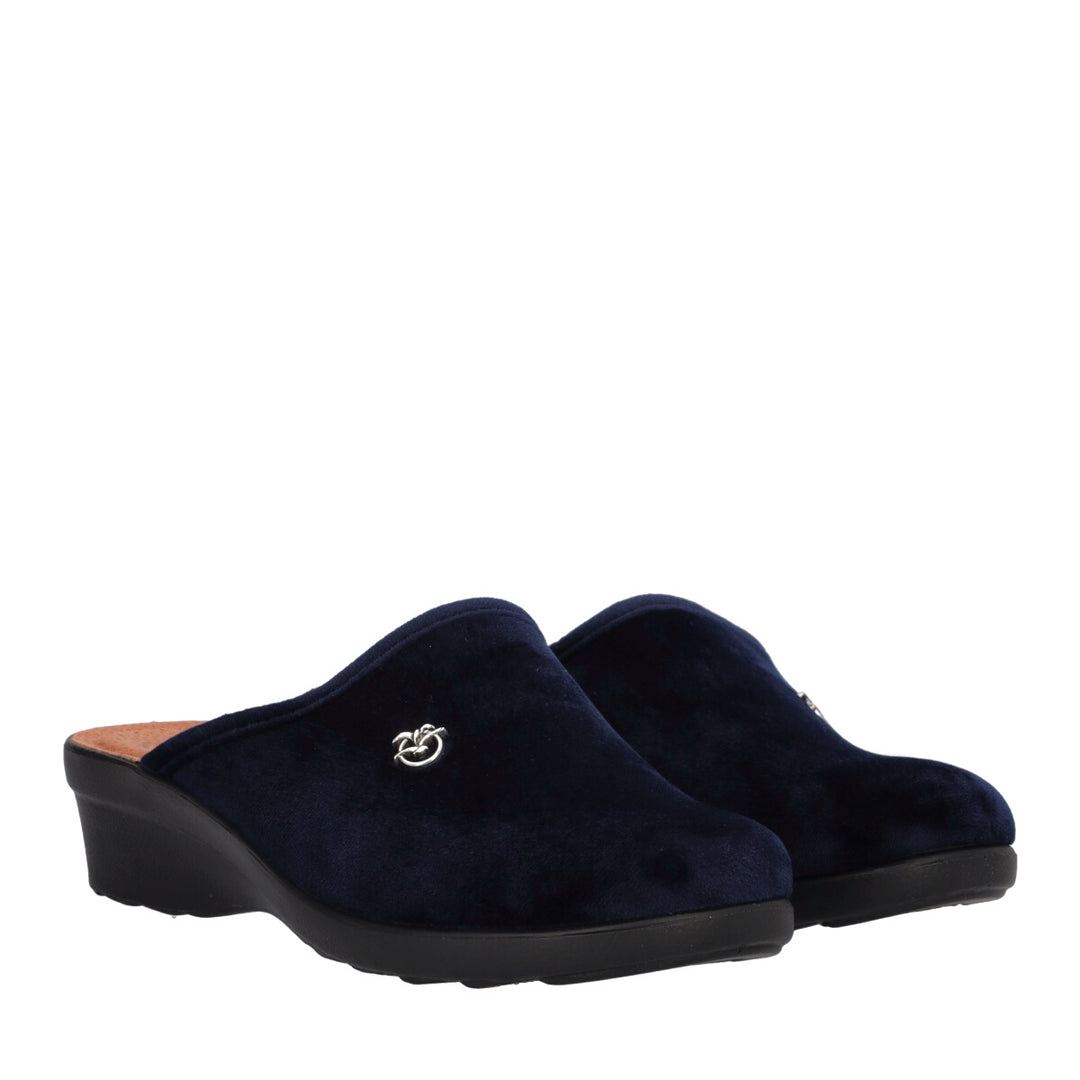 FlyFlot Narbolia L7 X67 PE, Pantofola Donna in Velluto - Bordo, Nero, Rovere, Blu