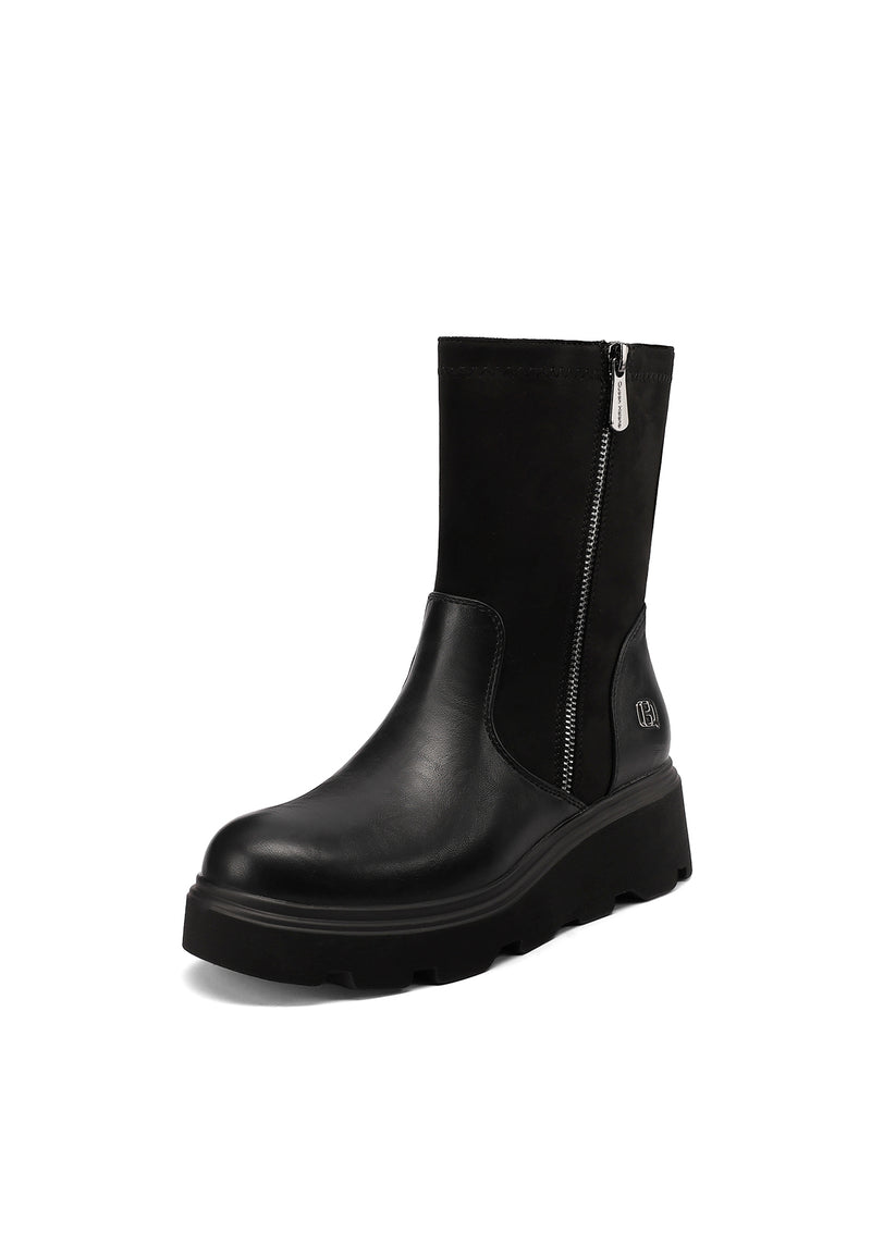QUEEN HELENA X35-91, Stivaletti Donna Platform Con Suola Carro Armato - Nero