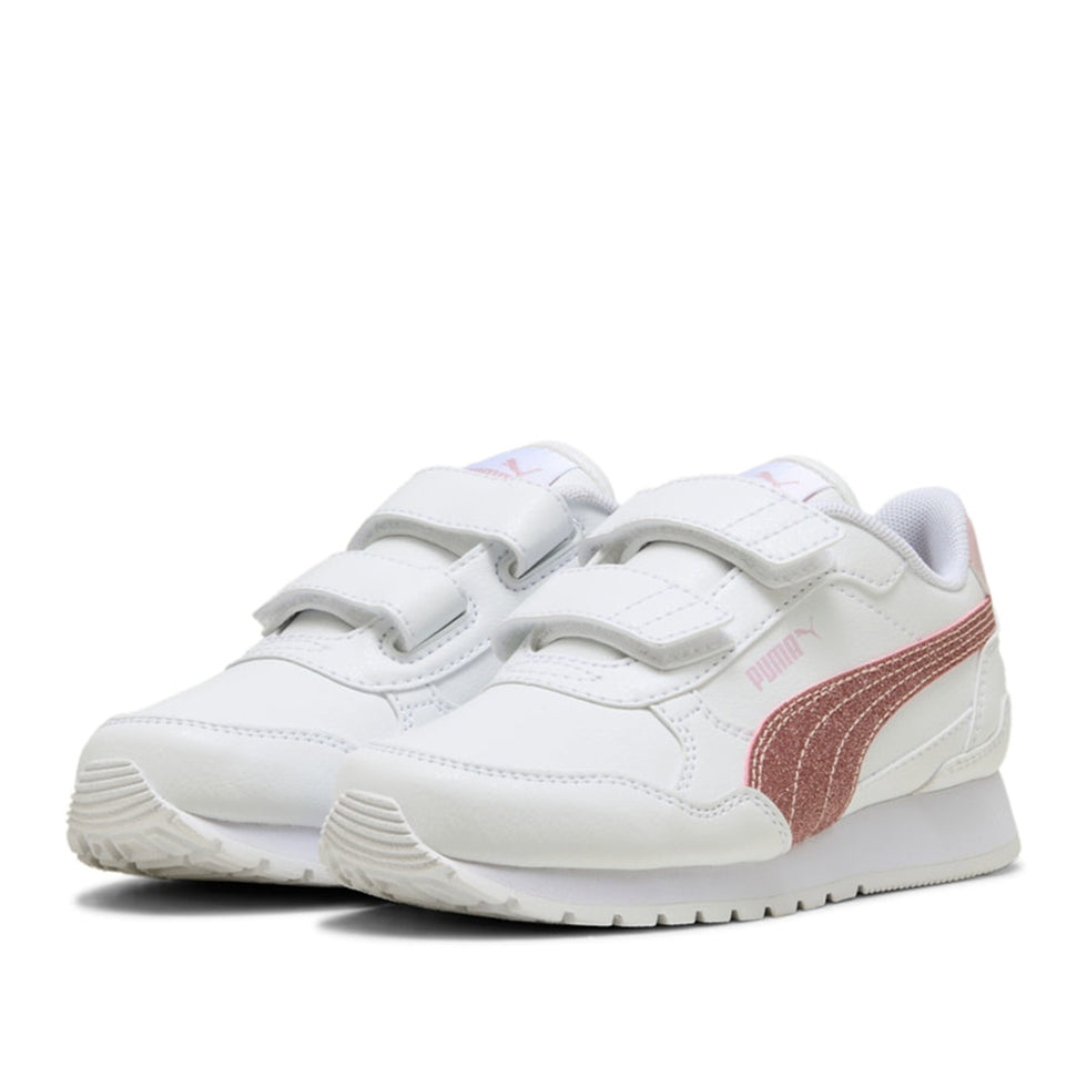 Puma ST Runner V4 SL Glitter V PS, Sneaker Bambina Con Glitter - Bianco/Rosa