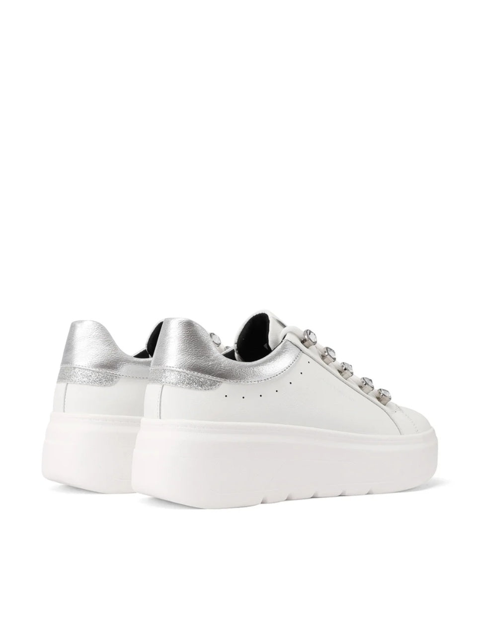 QUEEN HELENA (X33-12), Sneaker Platform Donna Con Dettagli - Argento, Nero