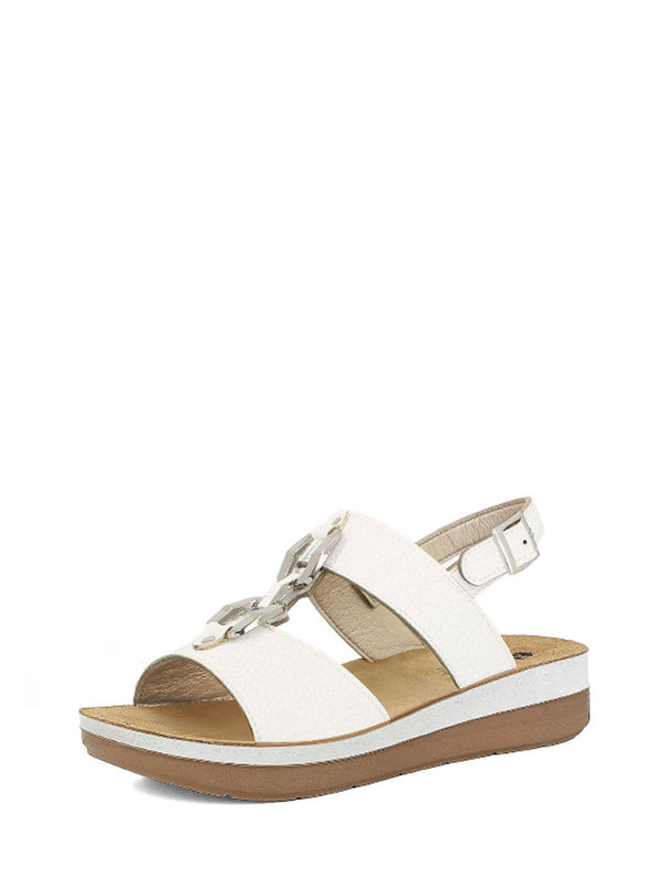 Inblu FT31, Sandali Donna Con Cinturino Elasticizzato e Fibbia - Bianco, Platino