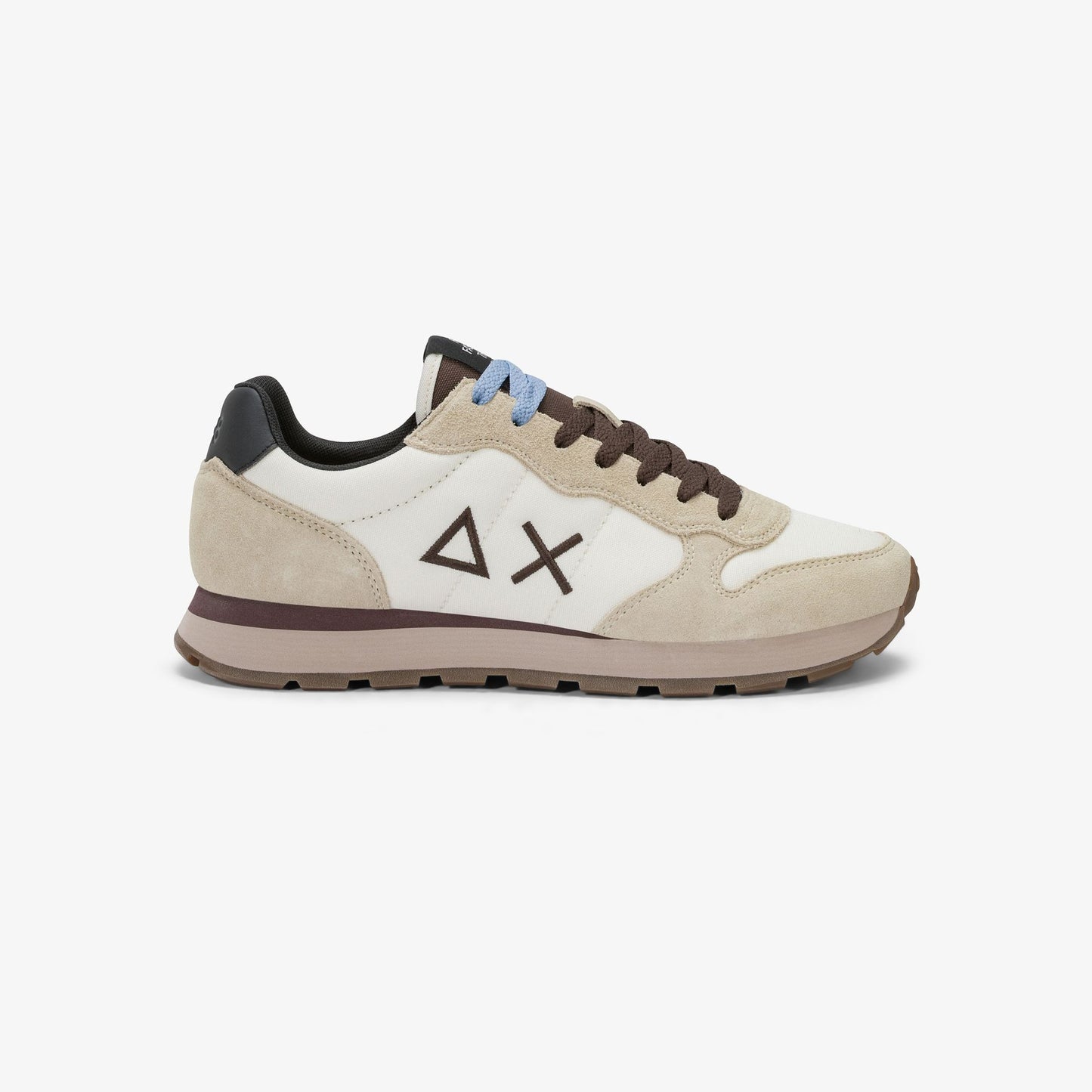 Sun68 Tom Solid, Sneaker Uomo in Suede e Nylon - Marrone, Bianco Panna