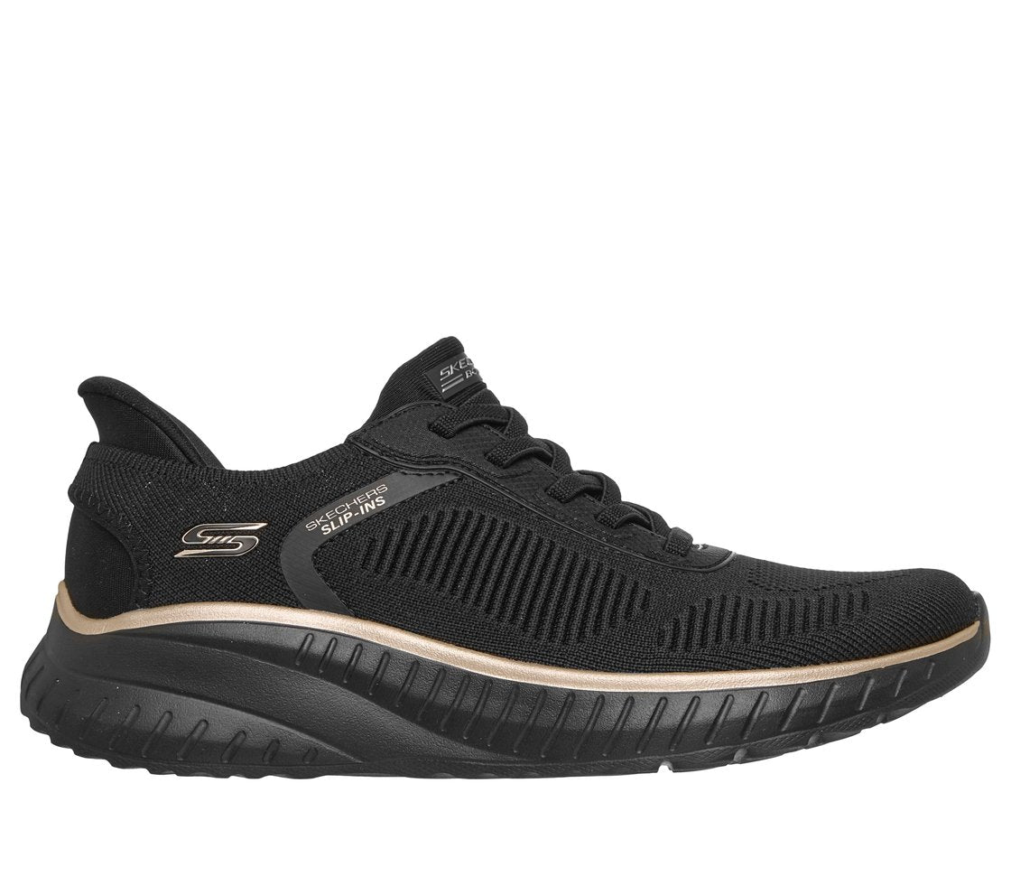 Skechers 117497 Bobs Squad Chaos Current Muse, Fitness Donna Slip-Ins - Nero/Oro