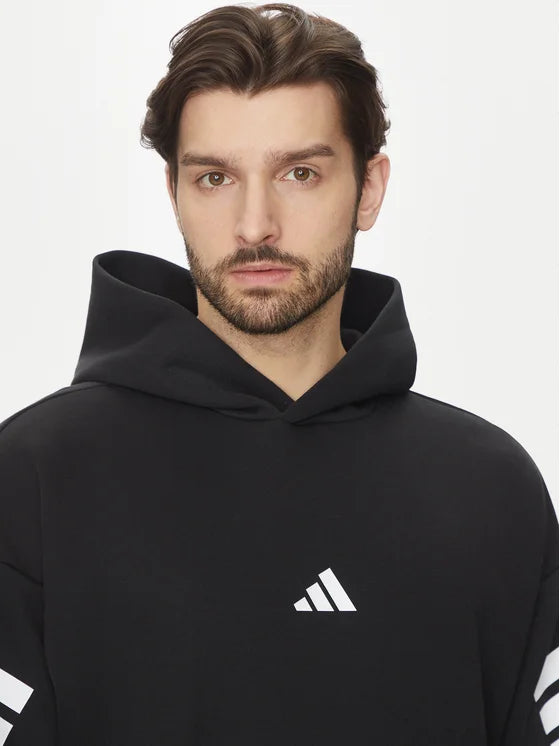 Adidas Future Icons 3-Stripes, Felpa Uomo Con Cappuccio - Nero