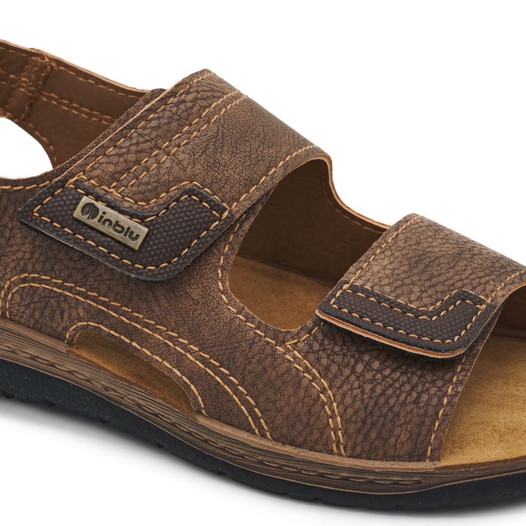 Inblu ID21, Sandali Uomo Tripla Chiusura A Strappo - Testa Di Moro